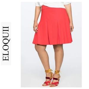 🍁Eloquii Red Pleated Skirt w Side Zip